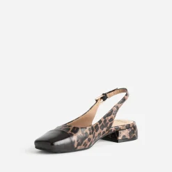 Eram Ballerines^Ballerine slingback marron motif léopard IMPRIME