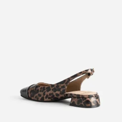 Eram Ballerines^Ballerine slingback marron motif léopard IMPRIME