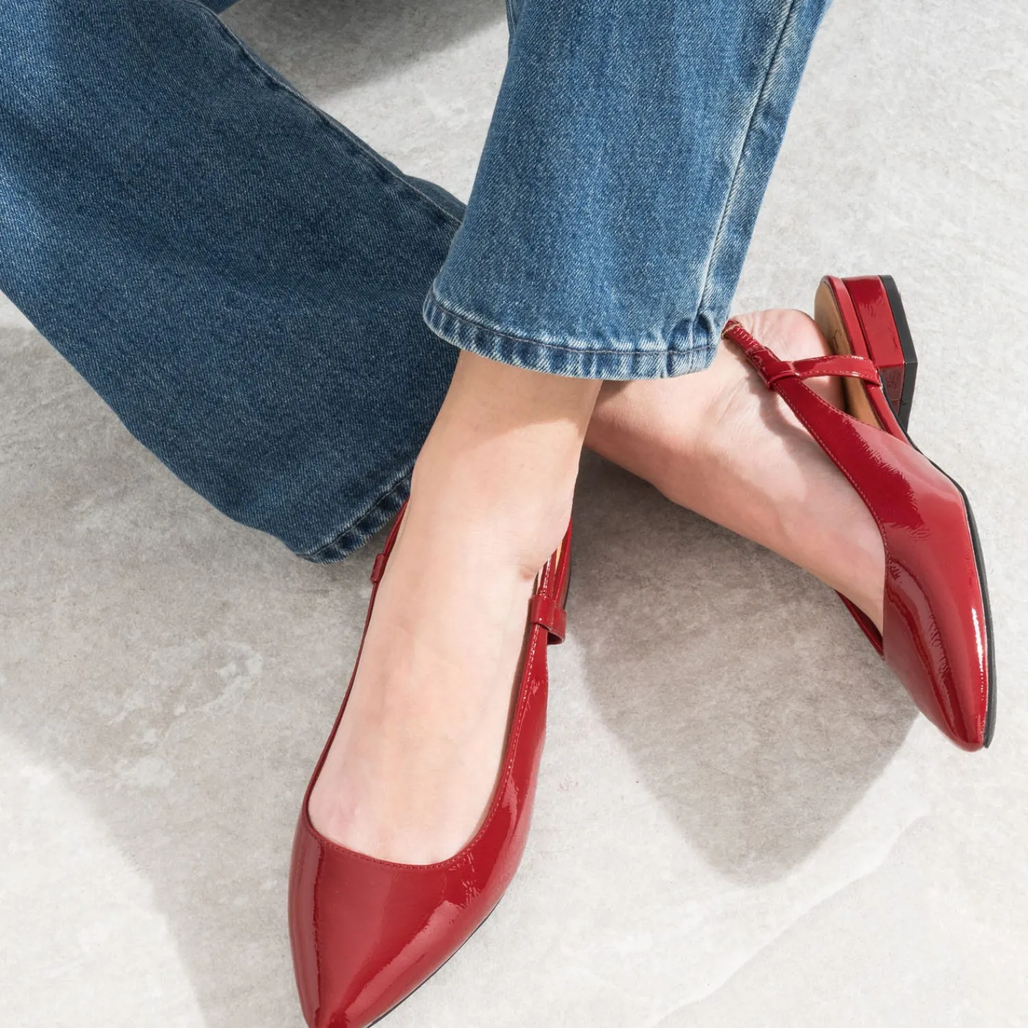 Eram Ballerines^Ballerine slingback vernie ROUGE