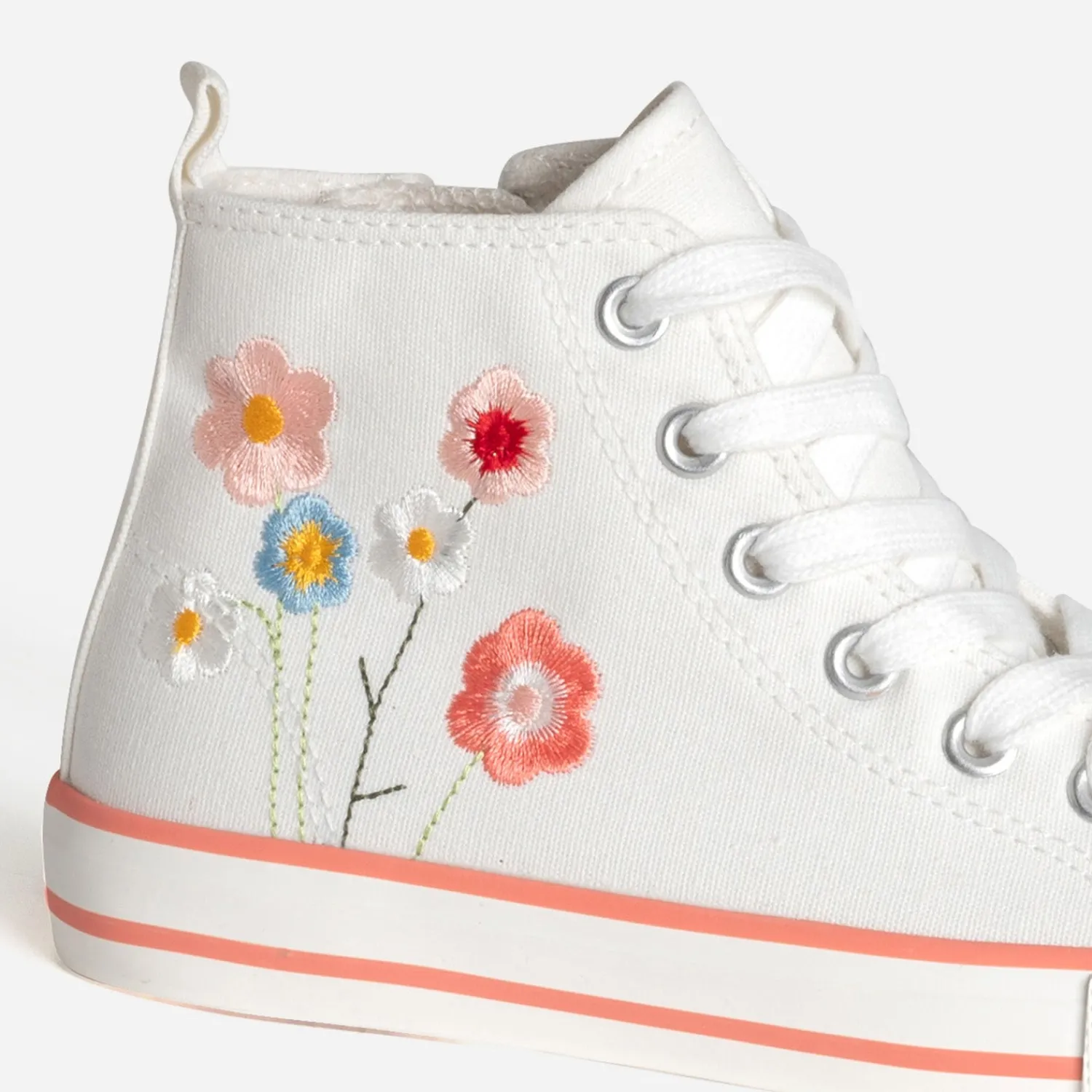 Buggy Baskets^Basket he toile broderie fleurs BLANC