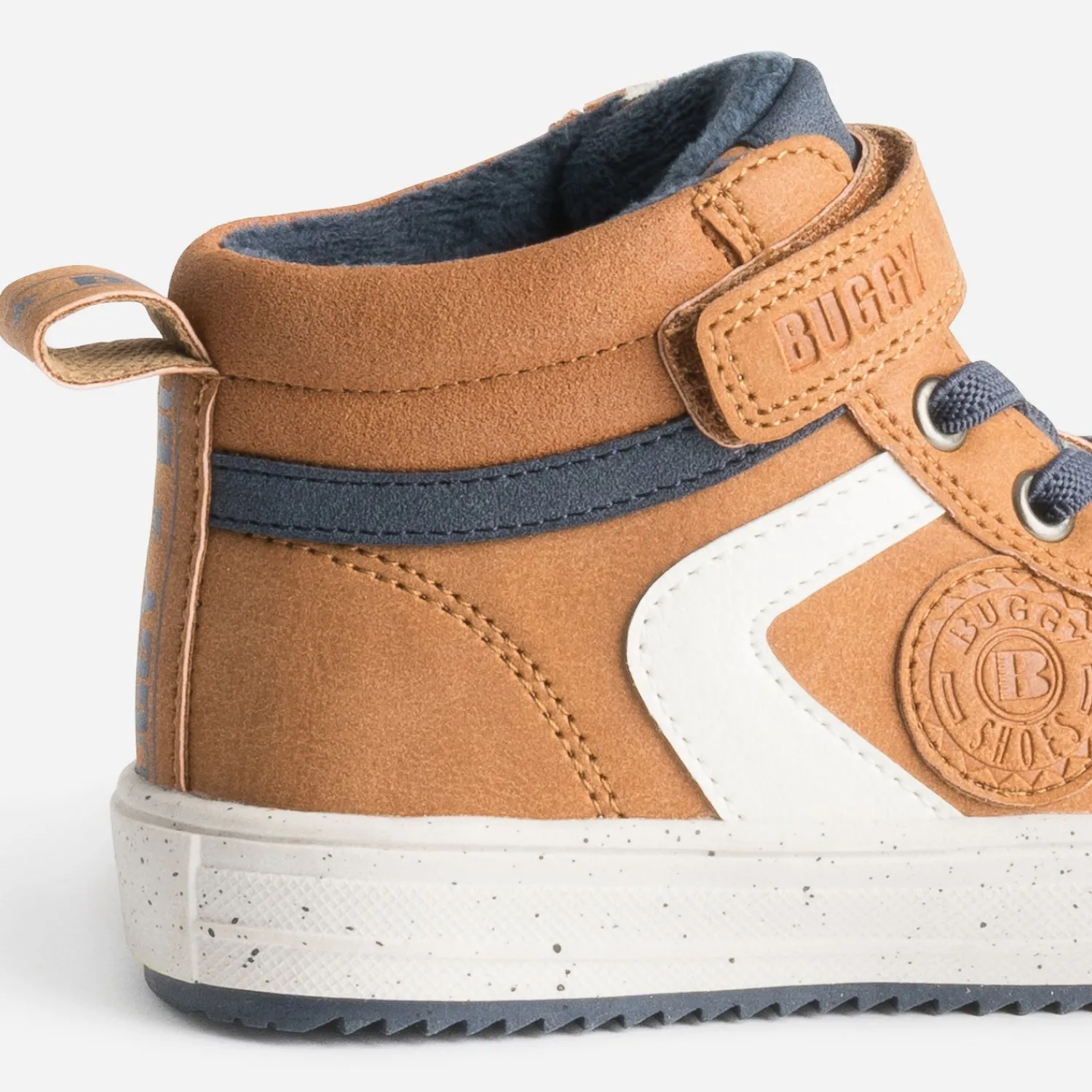 Buggy Chaussures Montantes^Basket camel, écru et marine COGNAC