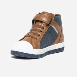 Buggy Chaussures Montantes^Basket camel et grise BLEU