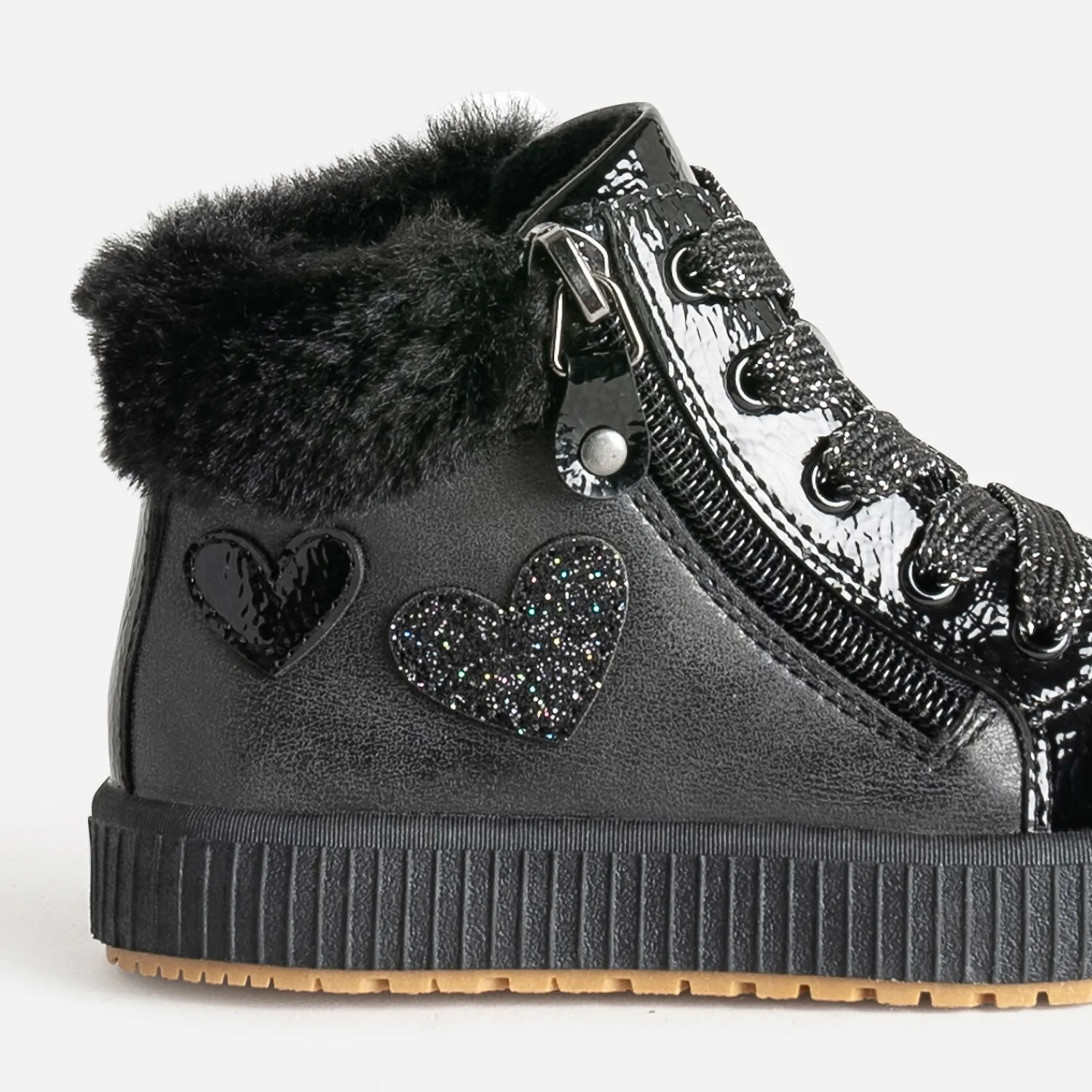 Buggy Boots^Basket e détails cœurs NOIR
