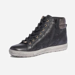 Caprice Baskets^Basket e en cuir effet python NOIR