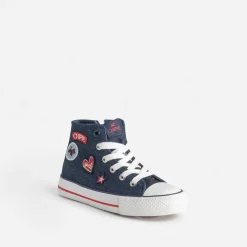 CHIPIE Baskets^Basket en jean brut pailleté avec patchs BLEU