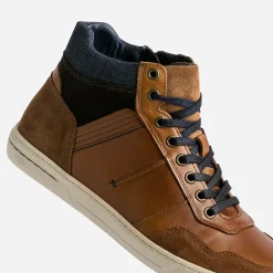 Eram Boots|Baskets/Tennis^Basket cuir à découpes COGNAC
