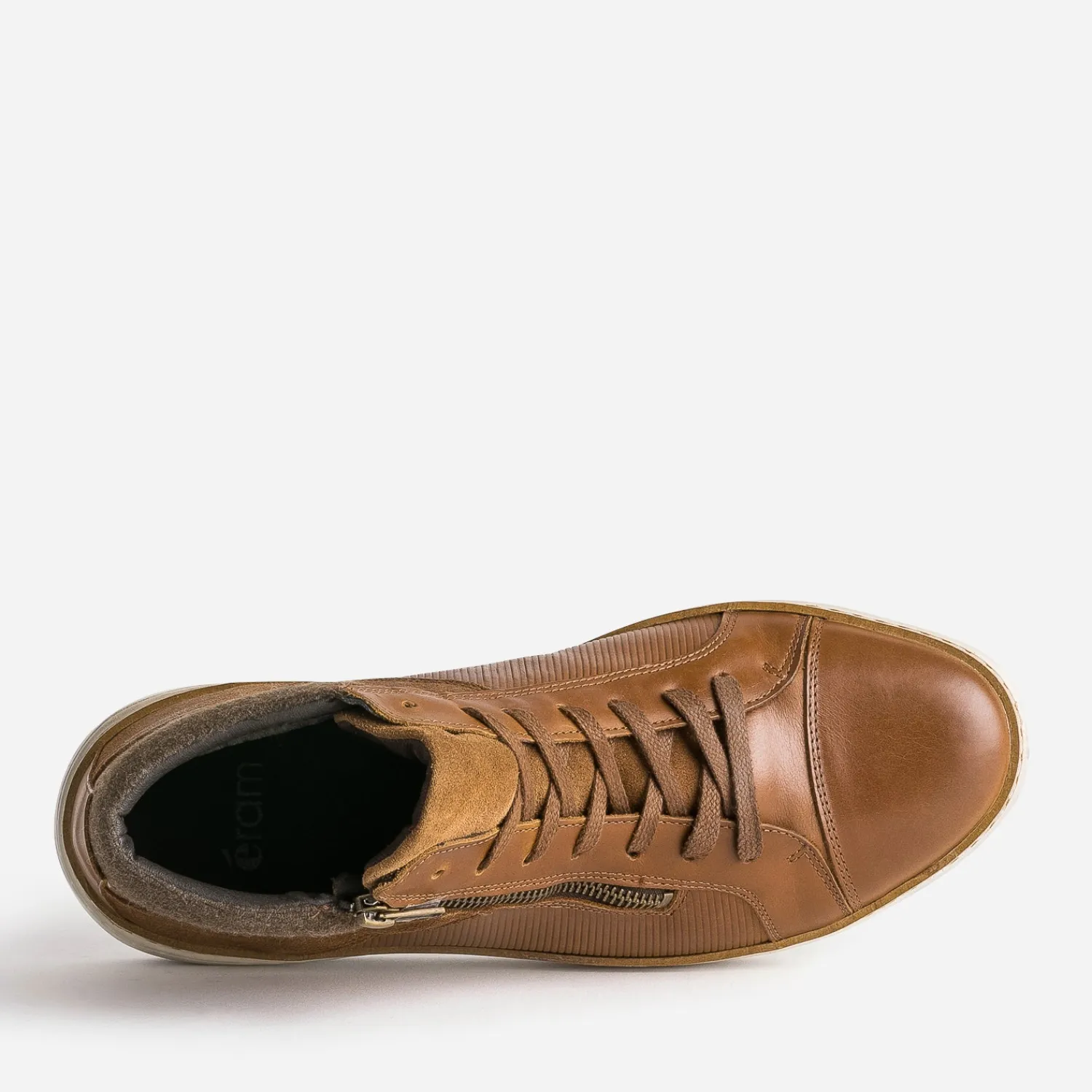 Eram Baskets/Tennis^Basket cuir empiècement textile COGNAC