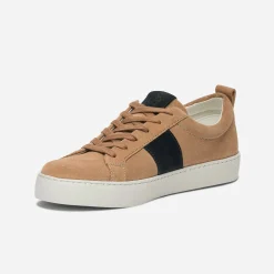 Eram Baskets/Tennis^Basket et marine en cuir velours éco-conçue COGNAC
