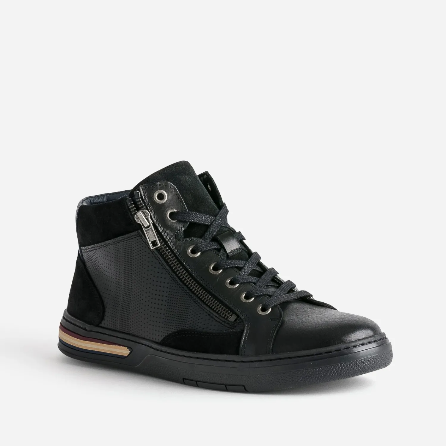 Eram Boots|Baskets/Tennis^Basket noire cuir COGNAC