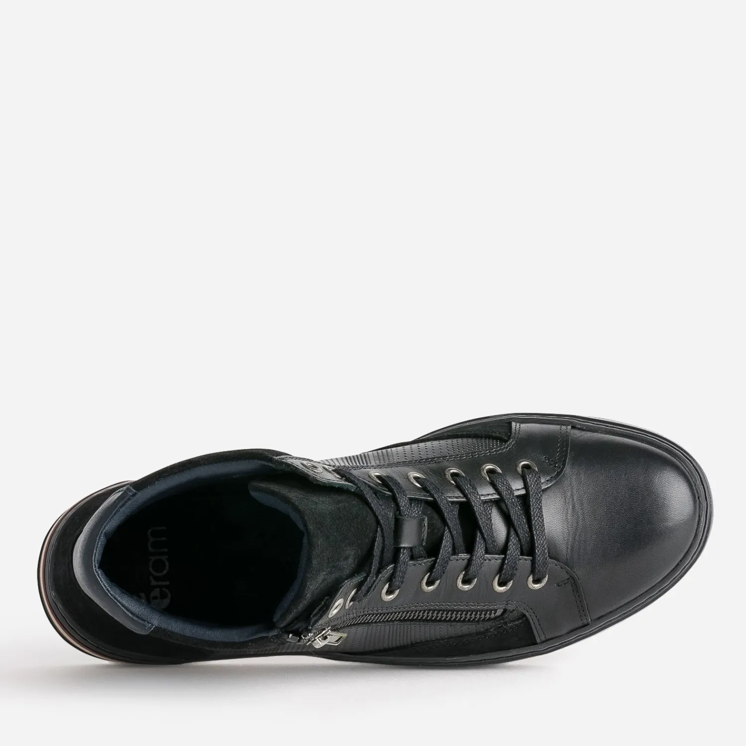 Eram Boots|Baskets/Tennis^Basket noire cuir COGNAC