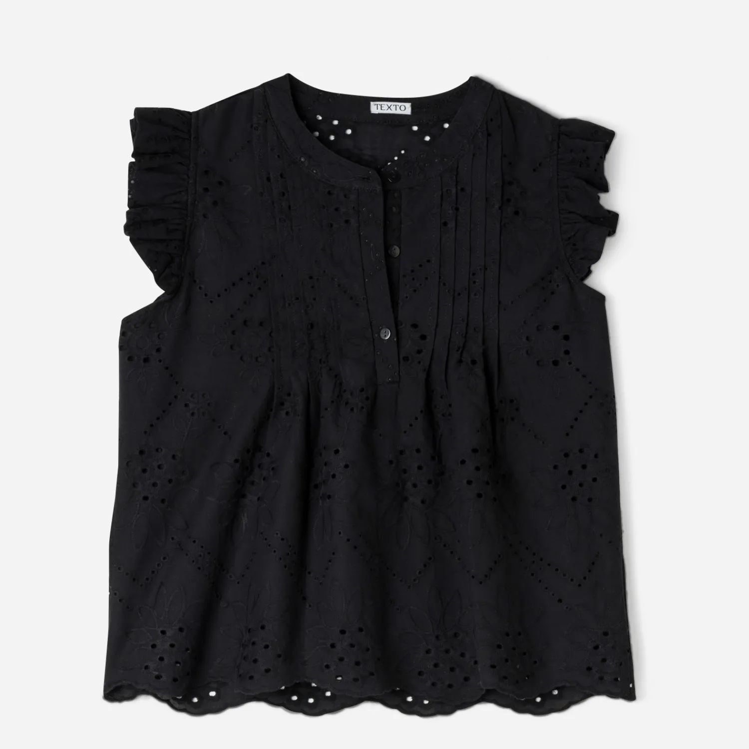 Texto T-Shirts^Blouse e broderies anglaises NOIR