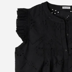Texto T-Shirts^Blouse e broderies anglaises NOIR