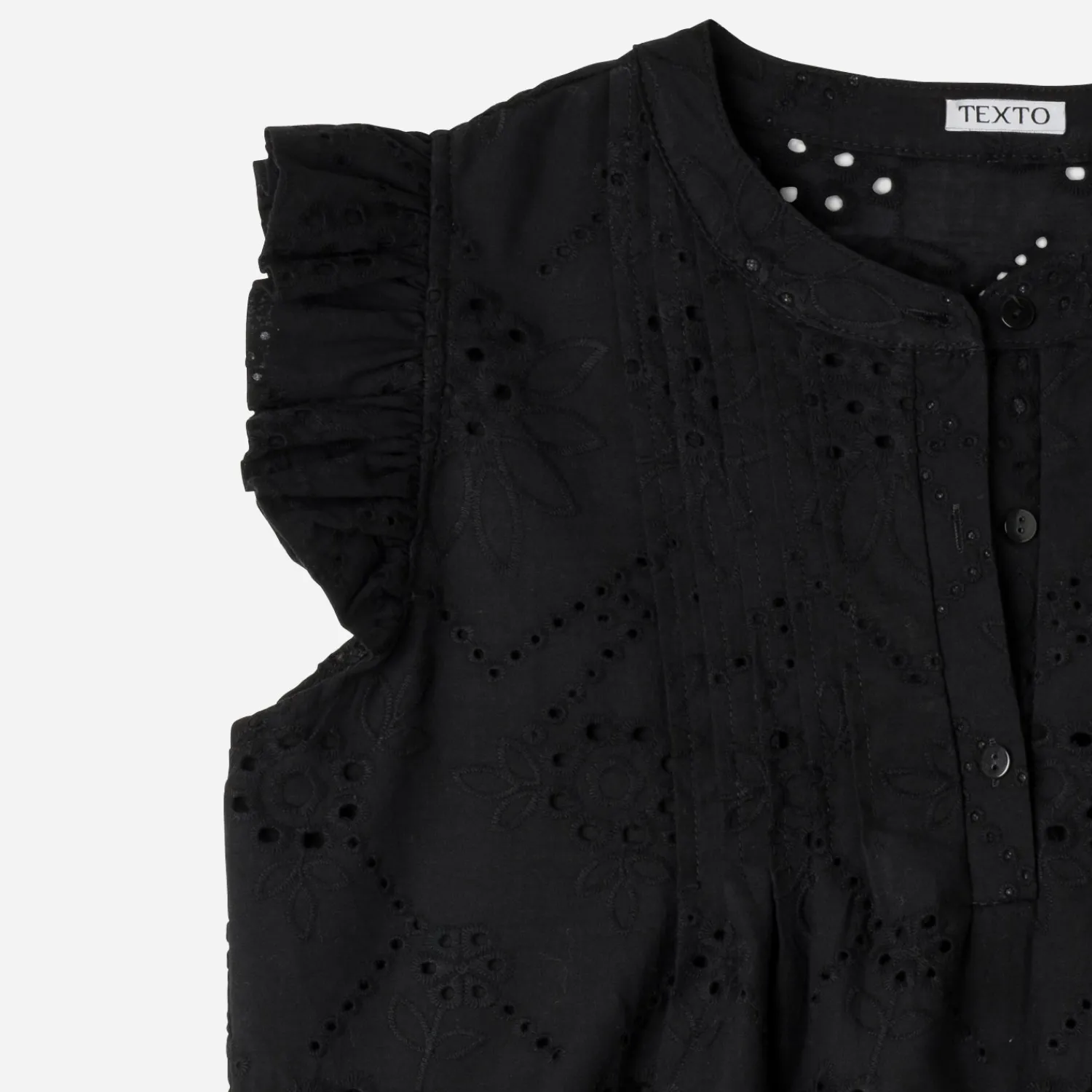 Texto T-Shirts^Blouse e broderies anglaises NOIR