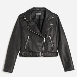 Texto Vestes & Gilets^Blouson esprit motard NOIR