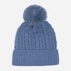 Eram Chapeaux, Bonnets & Casquettes^Bonnet tricot à torsades et pompon BLEU
