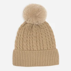 Eram Chapeaux, Bonnets & Casquettes^Bonnet en tricot torsadé à pompon CAMEL