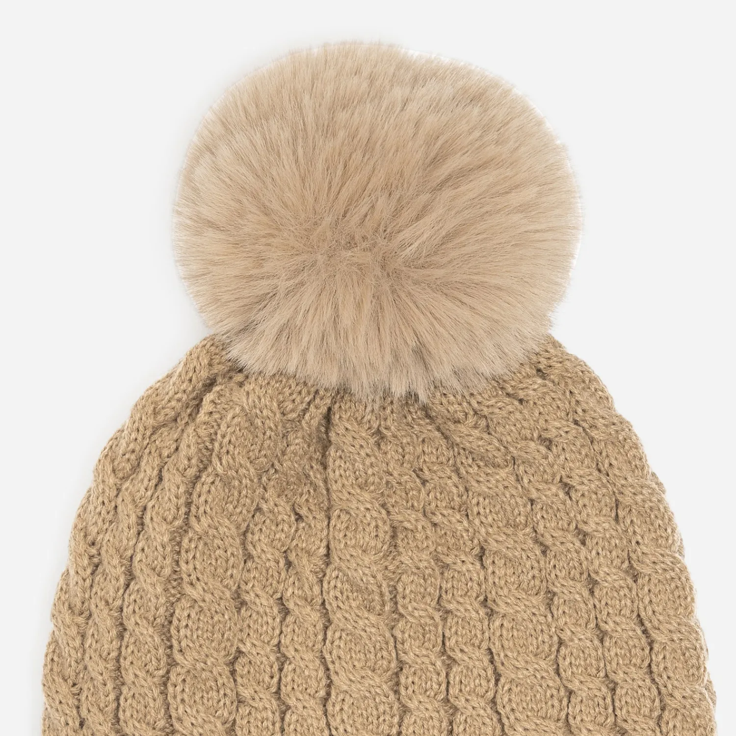 Eram Chapeaux, Bonnets & Casquettes^Bonnet en tricot torsadé à pompon CAMEL