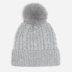 Eram Chapeaux, Bonnets & Casquettes^Bonnet tricot à torsades et pompon GRIS