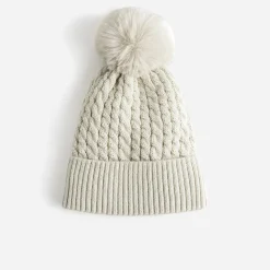 Eram Chapeaux, Bonnets & Casquettes^Bonnet TEXTO en tricot torsadé à pompon BEIGE