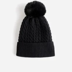 Eram Chapeaux, Bonnets & Casquettes^Bonnet TEXTO en tricot torsadé à pompon NOIR