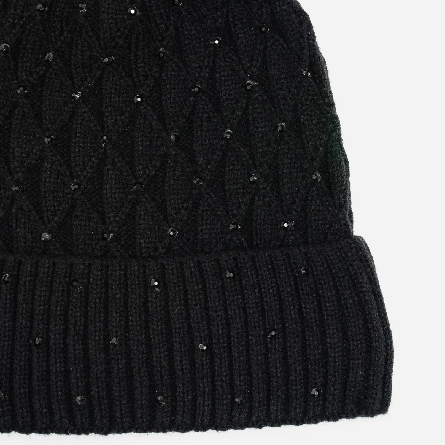 Texto Chapeaux, Bonnets & Casquettes^Bonnet tricot brodé strass s NOIR