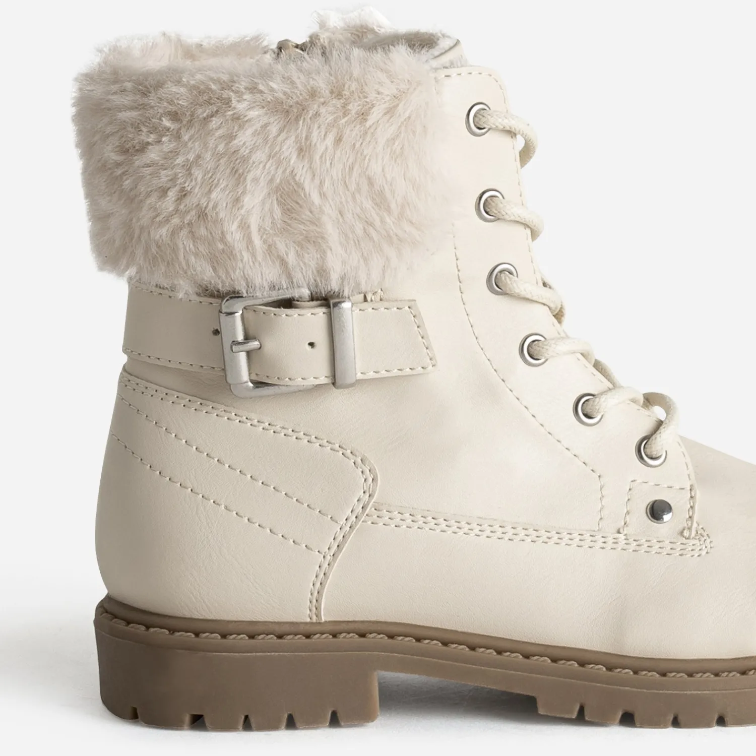 Buggy Boots^Boots à lacet fourré BEIGE