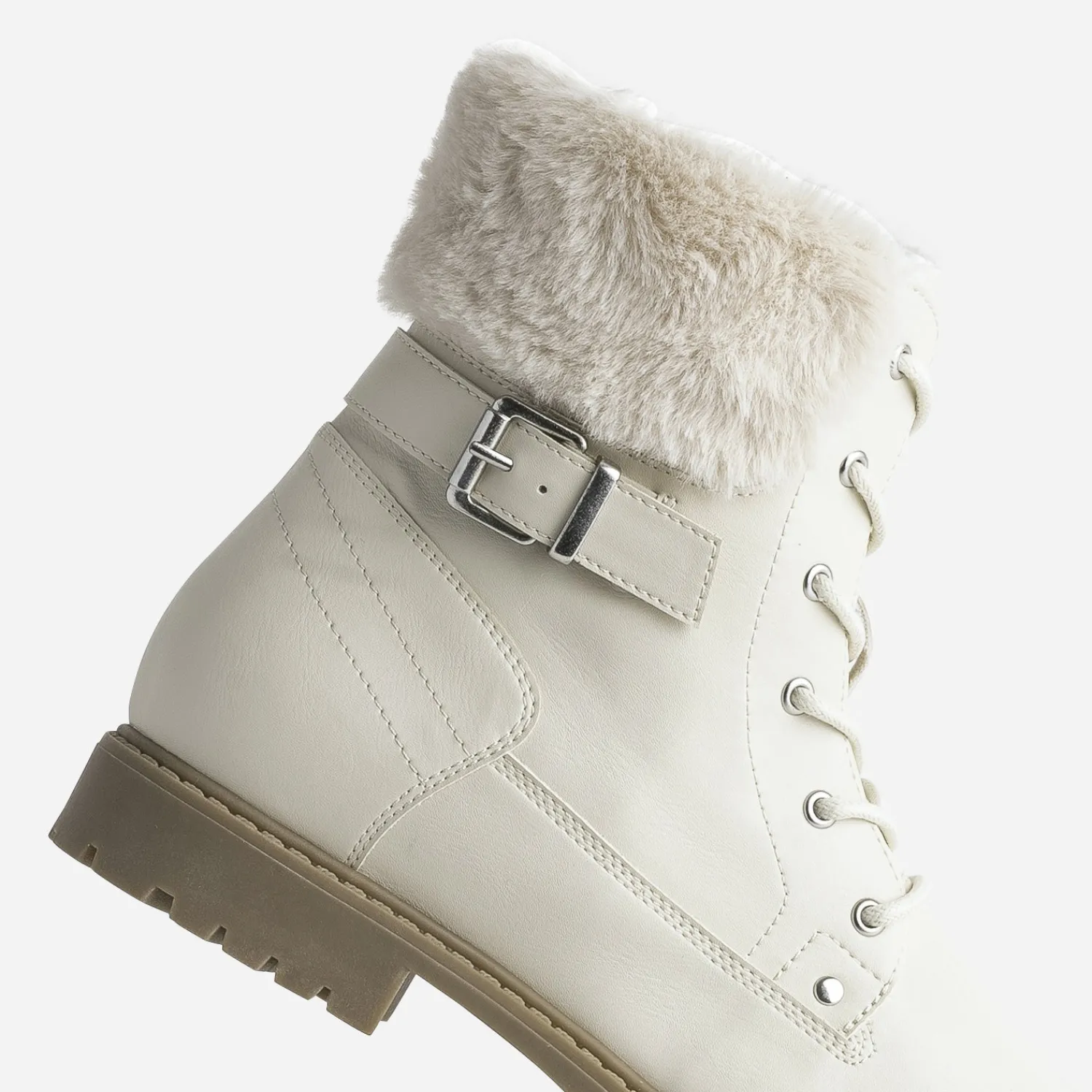 Buggy Boots^Boots à lacet fourré BEIGE