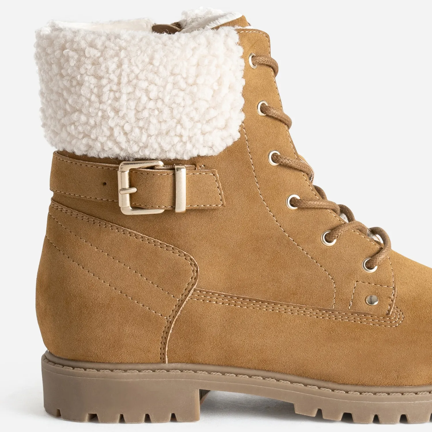 Buggy Boots^Boots à lacet fourré CAMEL