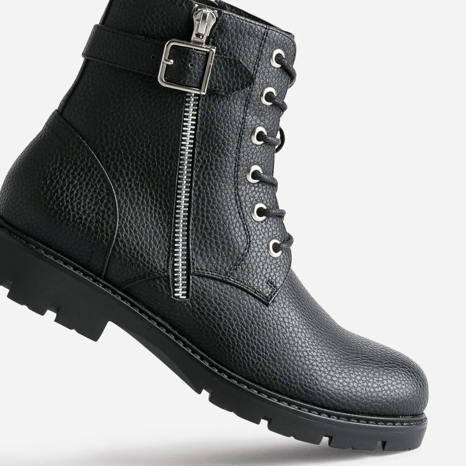 Buggy Boots^Boots à lacet avec zip côté NOIR