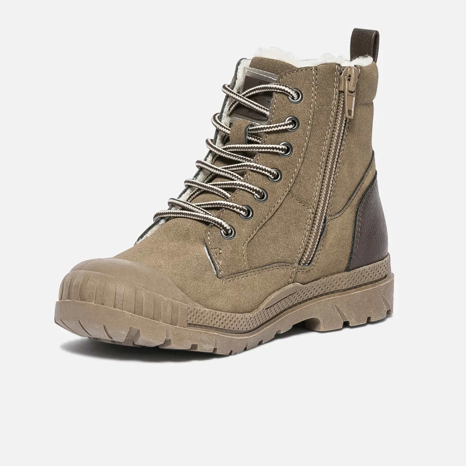Buggy Chaussures Montantes^Boots à lacet taupe suédé et fourré MARRON