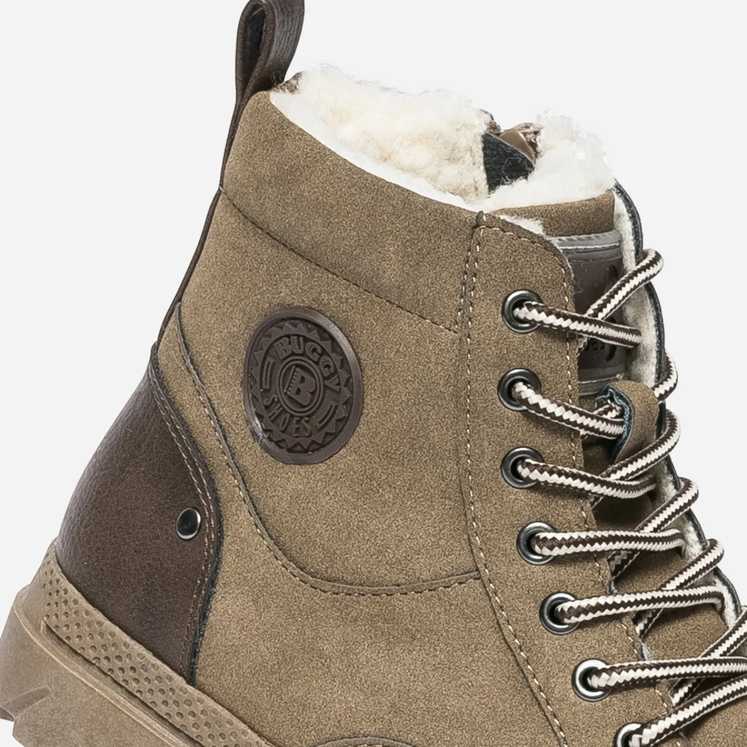 Buggy Chaussures Montantes^Boots à lacet taupe suédé et fourré MARRON
