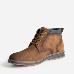 Eram Boots^Boots à lacet suédé enmbossé CAMEL