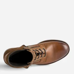 Eram Boots^Boots à lacet cuir à revers COGNAC