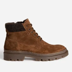 Eram Boots^Boots à lacet cuir velours COGNAC