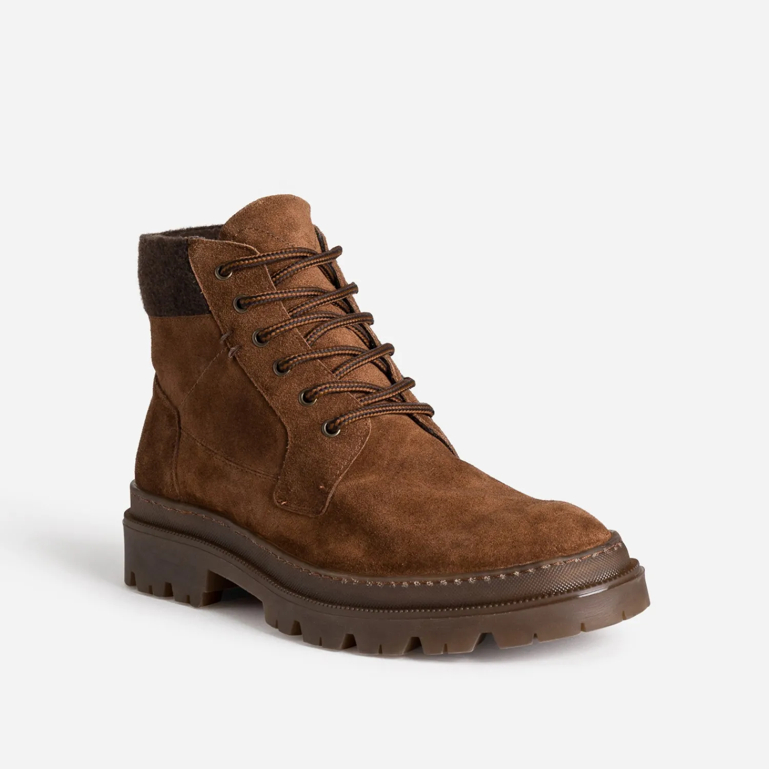 Eram Boots^Boots à lacet cuir velours COGNAC
