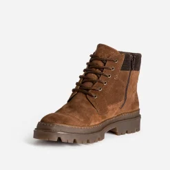 Eram Boots^Boots à lacet cuir velours COGNAC