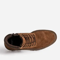 Eram Boots^Boots à lacet cuir velours COGNAC