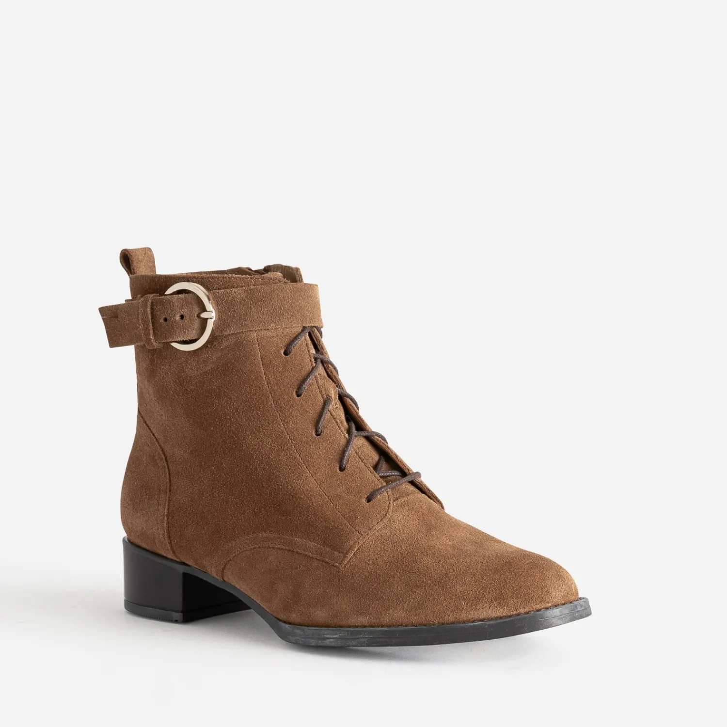 Eram Flex Boots^Boots à lacet cuir velours CAMEL
