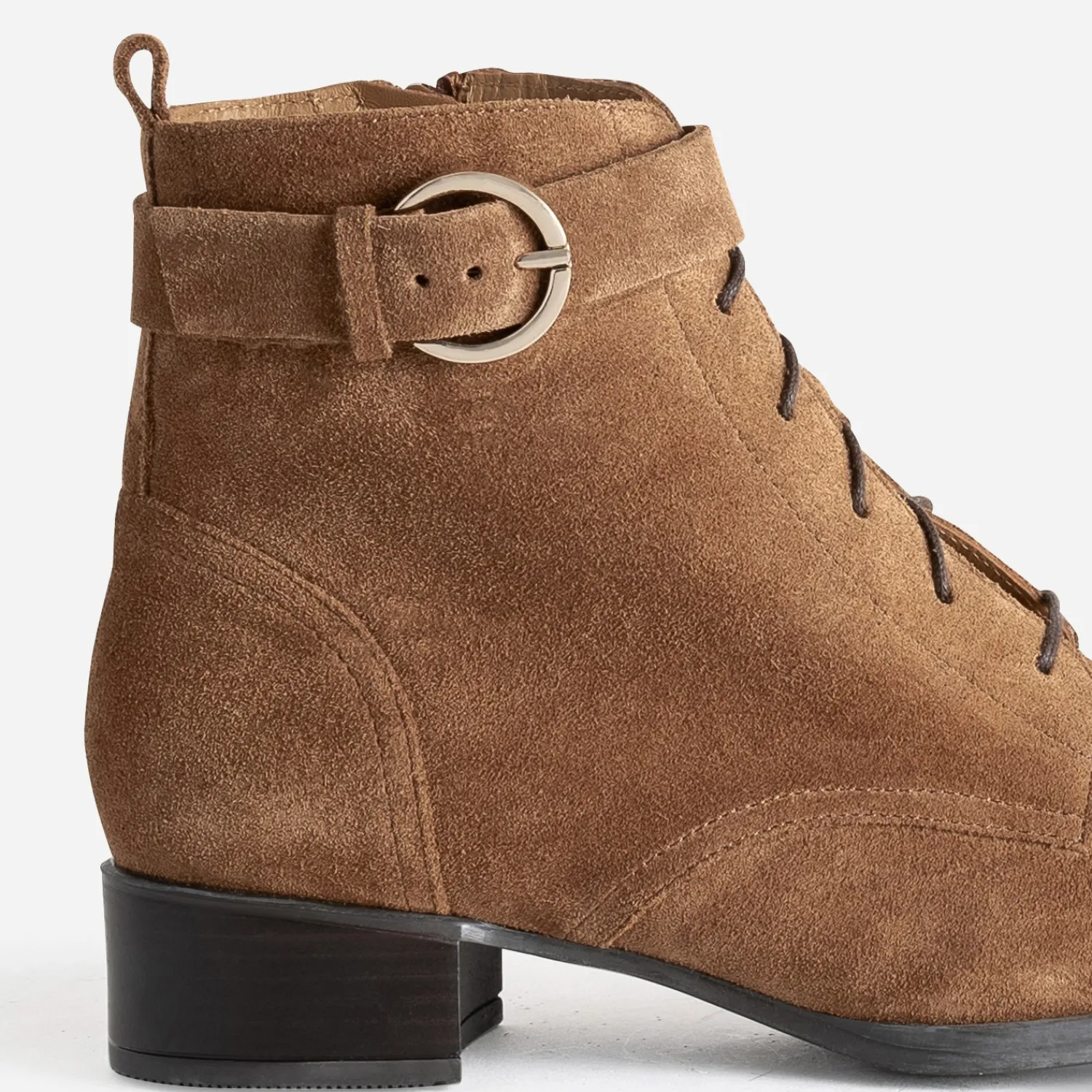 Eram Flex Boots^Boots à lacet cuir velours CAMEL