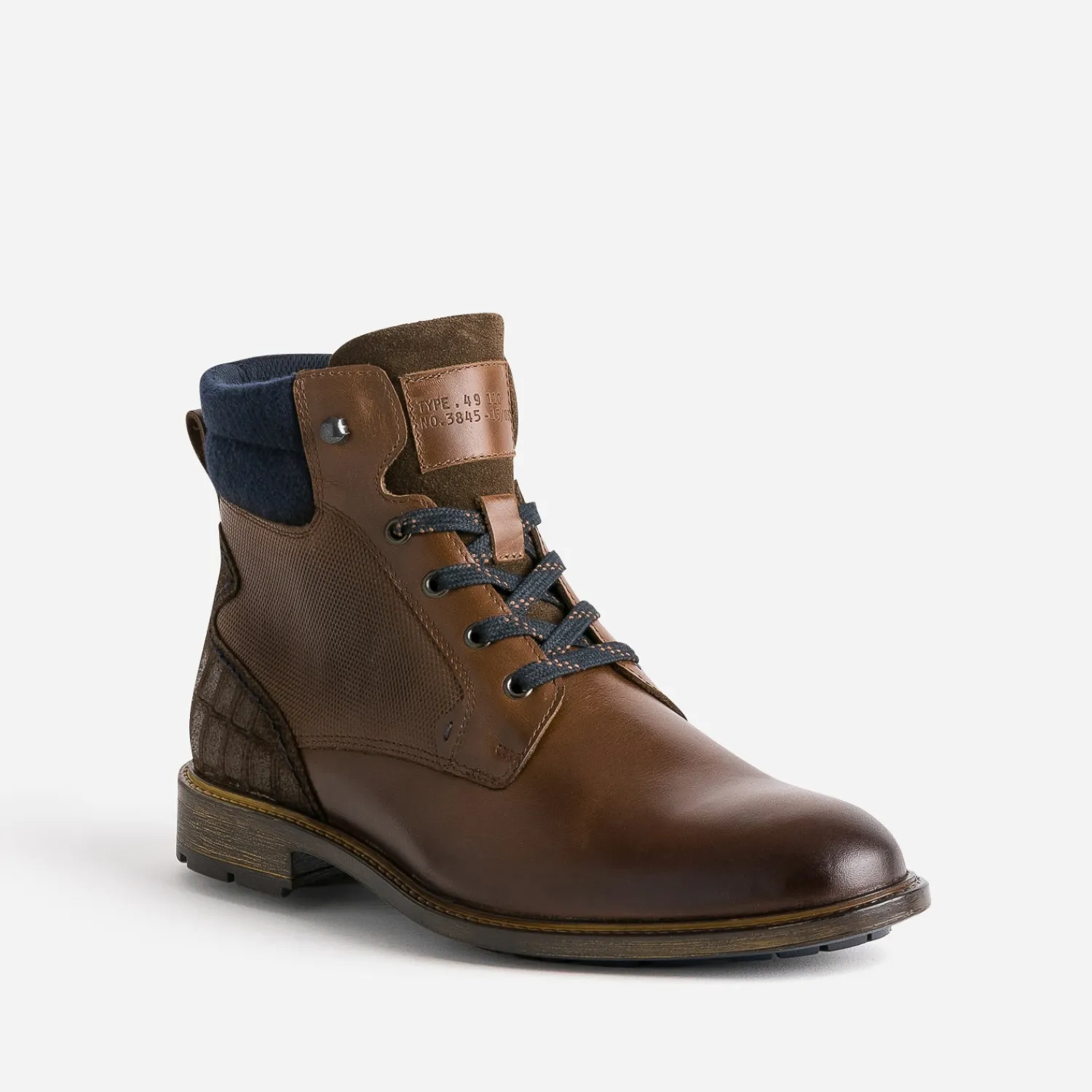 Eram Boots^Boots à lacet bi-matière MARRON