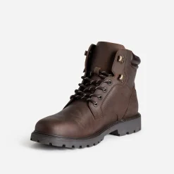 Eram Boots^Boots à lacet cuir semelle crantée MARRON