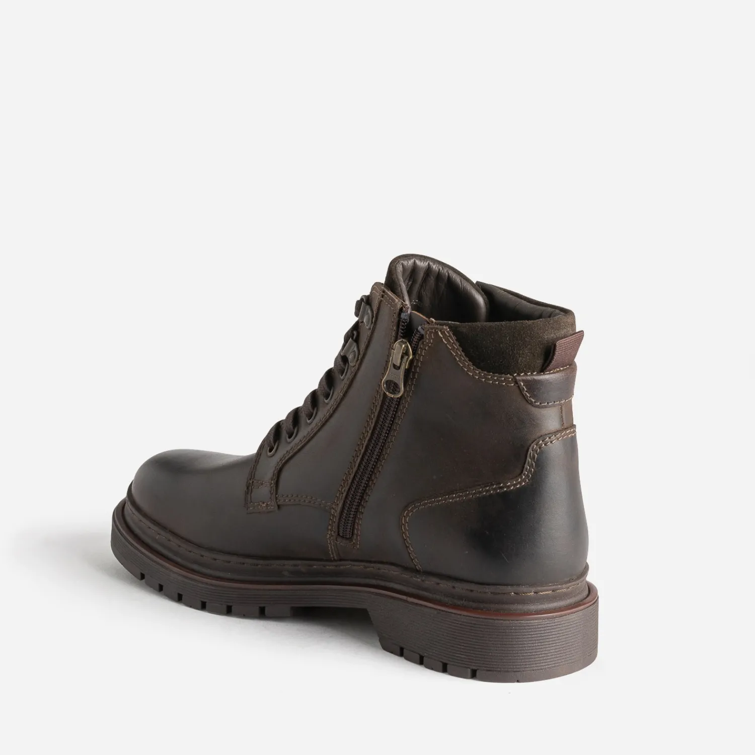 Eram Boots^Boots à lacet en cuir à semelle cranté MARRON