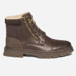 Eram Boots^Boots à lacet en cuir fourré MARRON