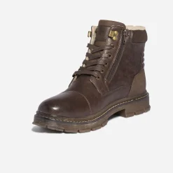 Eram Boots^Boots à lacet en cuir fourré MARRON