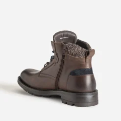 Eram Boots^Boots à lacet en cuir détails chinés MARRON
