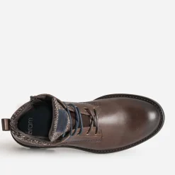 Eram Boots^Boots à lacet en cuir détails chinés MARRON