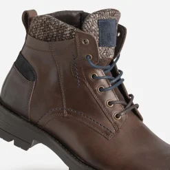 Eram Boots^Boots à lacet en cuir détails chinés MARRON