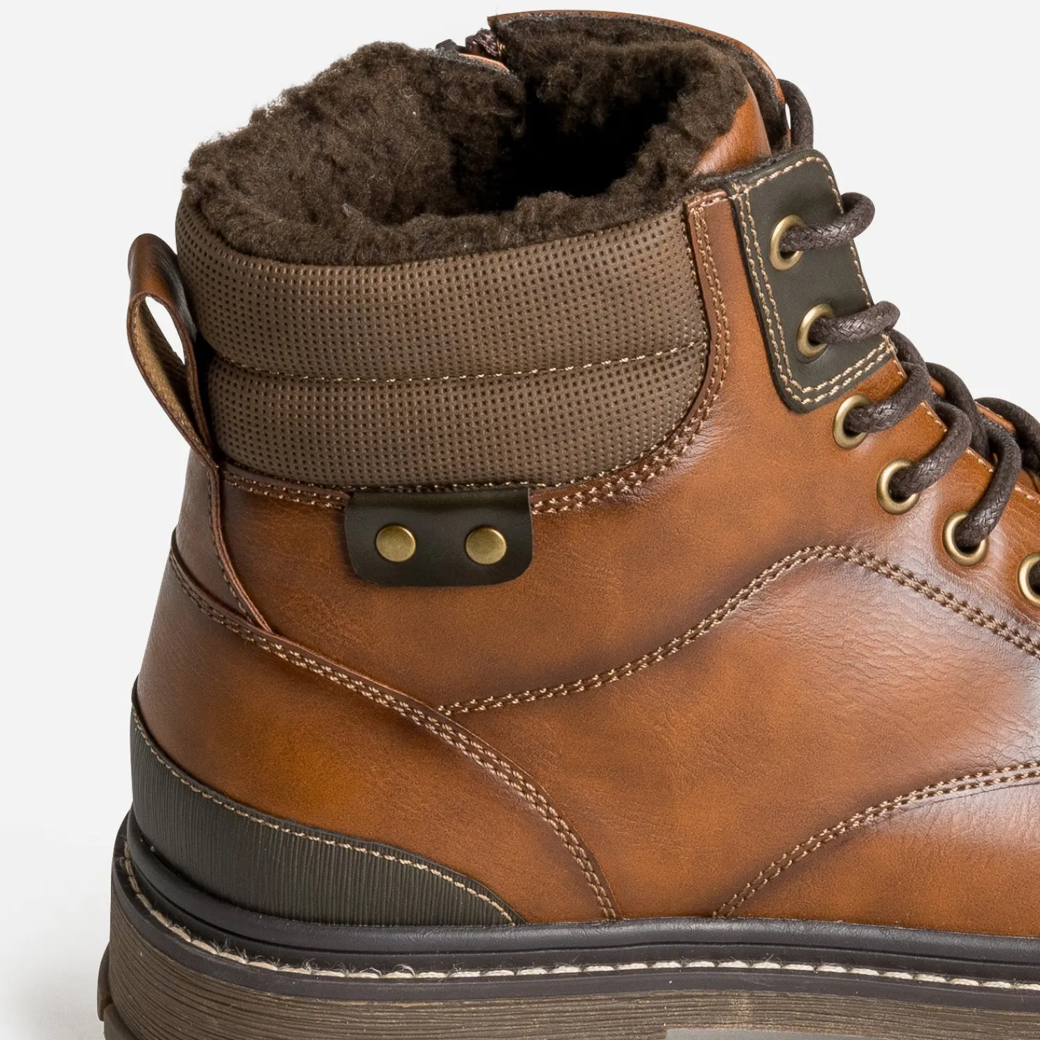 Eram Boots^Boots à lacet fourré MARRON