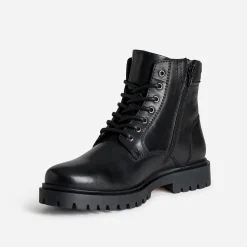 Eram Boots^Boots à lacet cranté en cuir NOIR