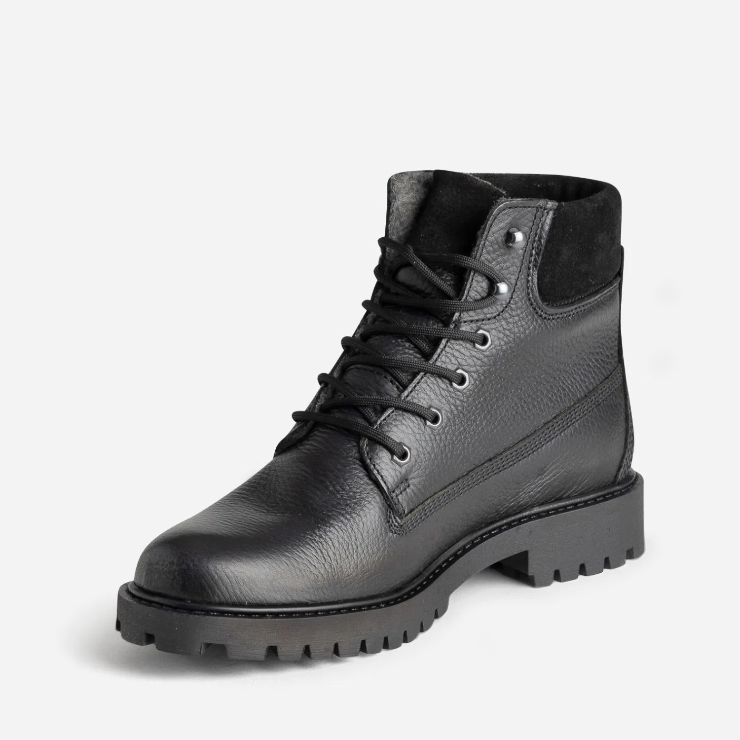 Eram Boots^Boots à lacet cuir fourré NOIR